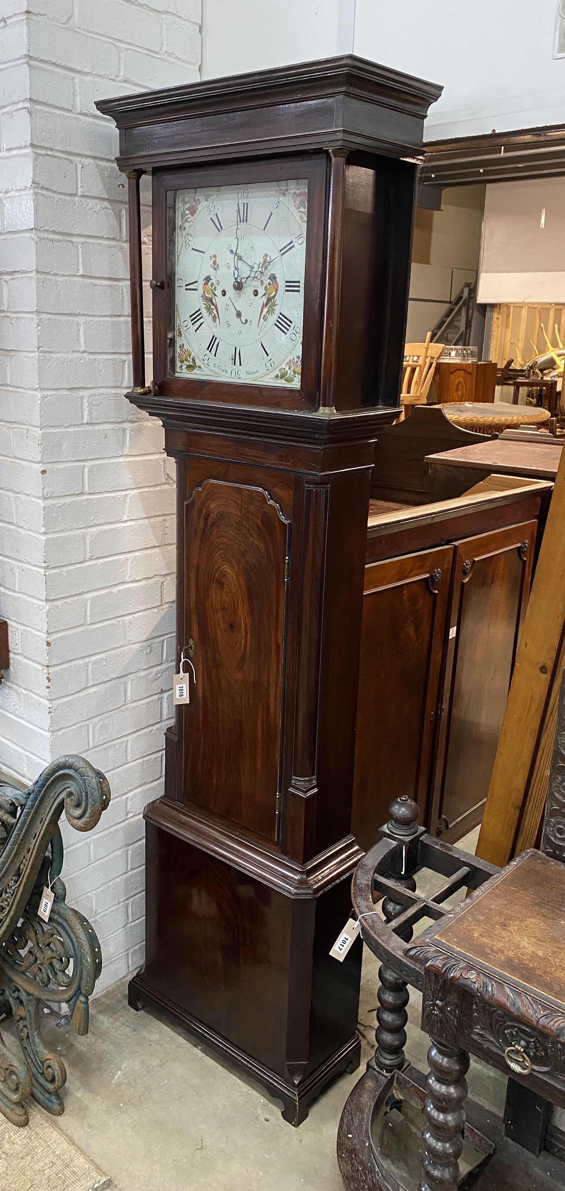 A George III mahogany 8 day longcase clock, by A. Coats of Wigan, height 209cm